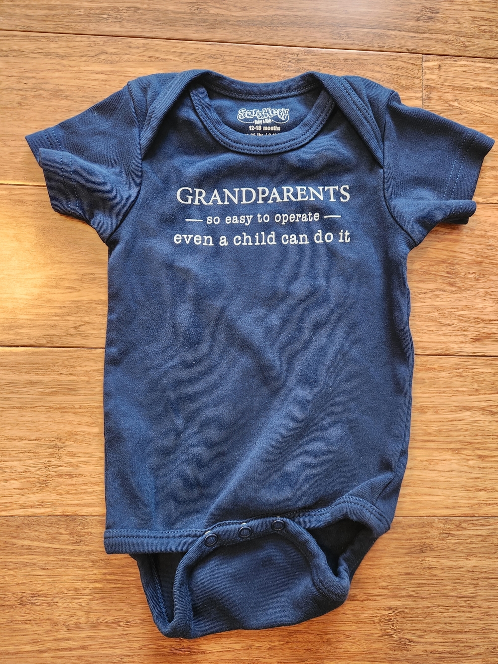 Sara Kety Navy Baby One-Piece Bodysuit with Grandparents Theme 12-18 Months